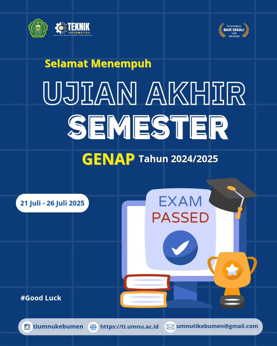 UAS Genap 2024/2025 Jadi Ajang Evaluasi, Mahasiswa UMNU Kebumen Didorong Raih Hasil Terbaik